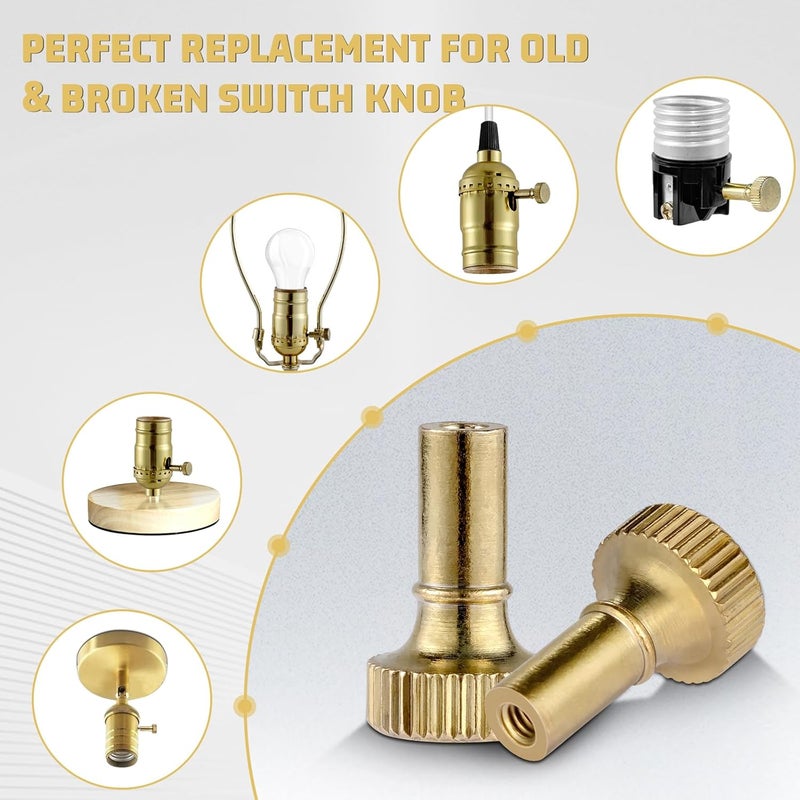 GooChan Brass Lamp Switch Knob,Turn On/Off Light Switch Knob Replacement,Standard Size Twist Switch Knobs,Antique Brass Color (Gold) - Image 5
